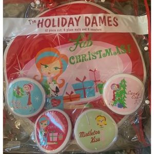 Avon Home Holiday Dames Christmas Placemat Set with 8 Coasters